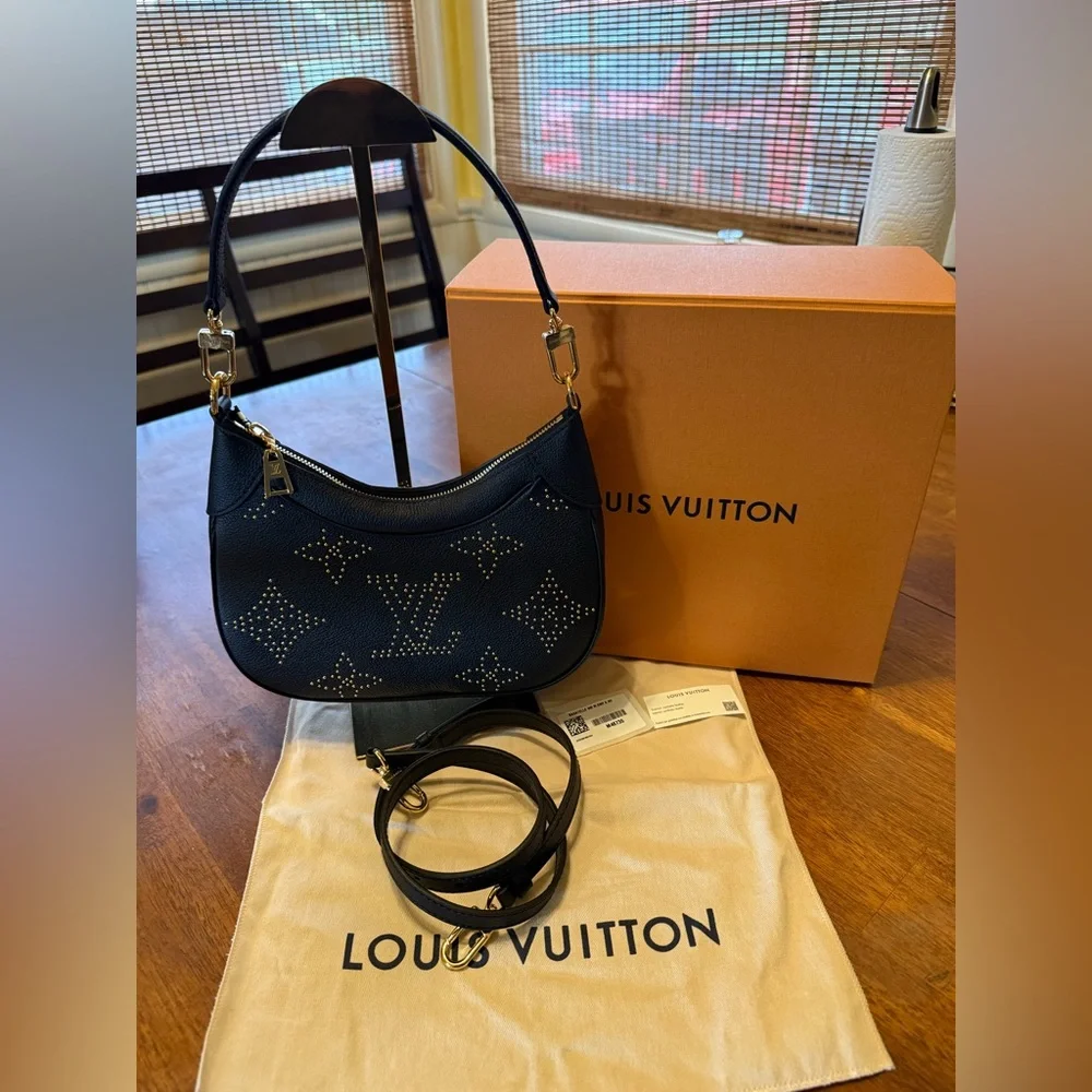 Louis Vuitton Black Bagatelle with Gold Stud Monogram